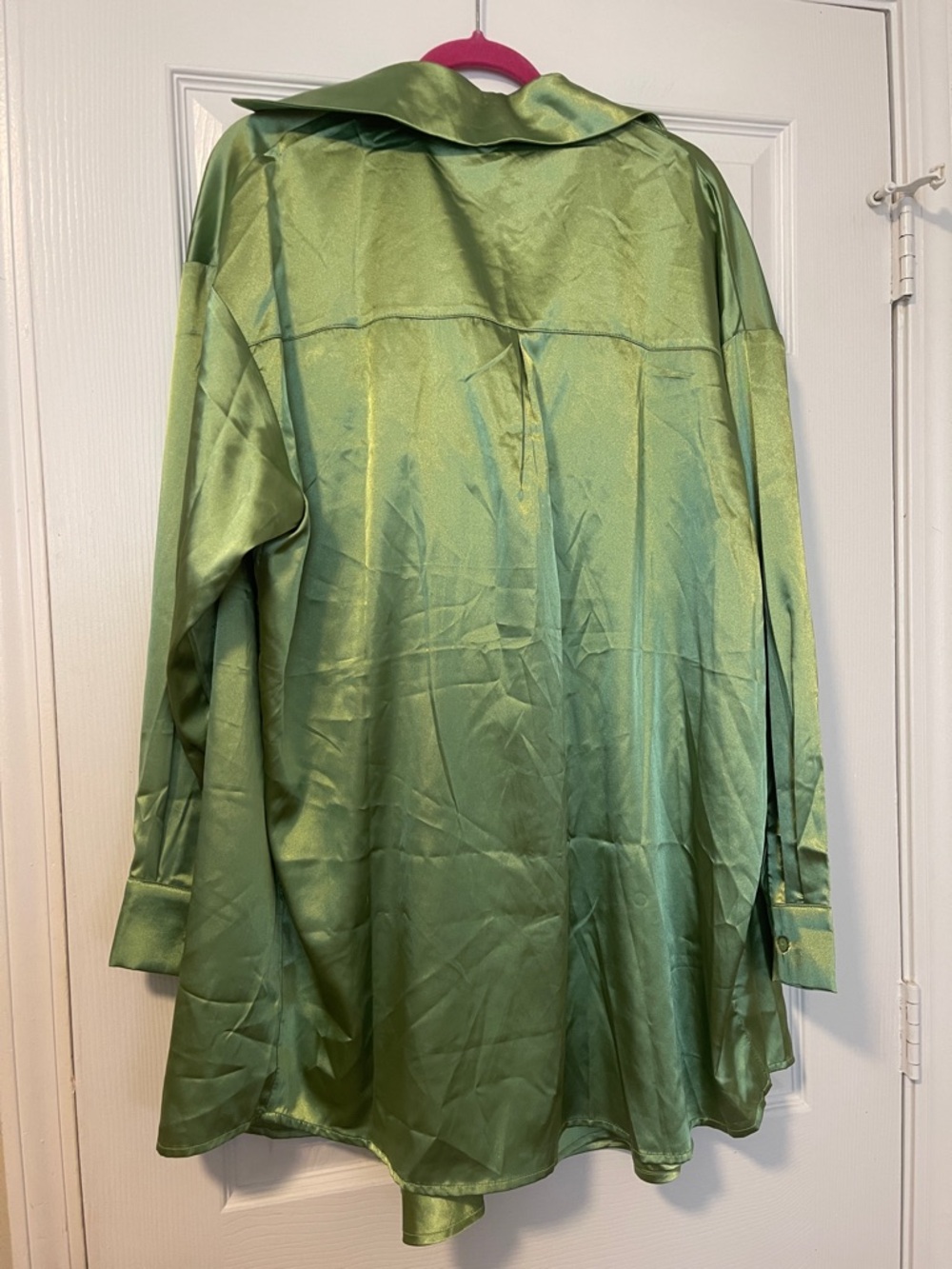 NWT Satin Green Slip Dress & Matching Shirt Set - Picture 2 of 4